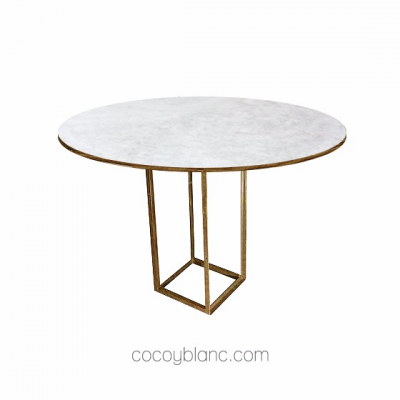 Mesas de Bar - Mesa Alta Redonda Oro/Mármol