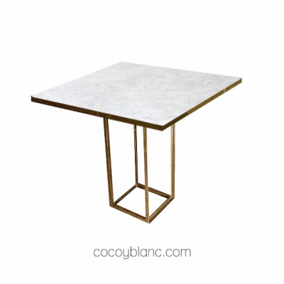 Mesas de Bar - Mesa Alta Cuadrada Oro/Mármol