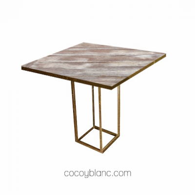 Mesas de Bar - Mesa Alta Cuadrada Oro/Nogal