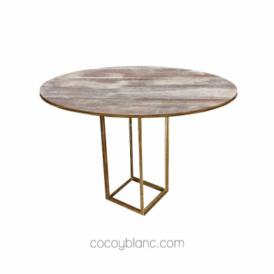 Mesas de Bar - Mesa Alta Redonda Oro/Nogal