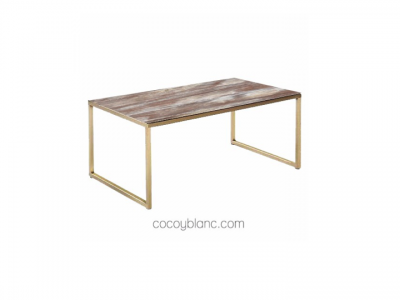 Mesas - Mesita Rectangular Glare Oro/Nogal