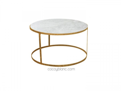 Mesas - Mesita Redonda Glare Nido h=0.45 Oro/Marmol
