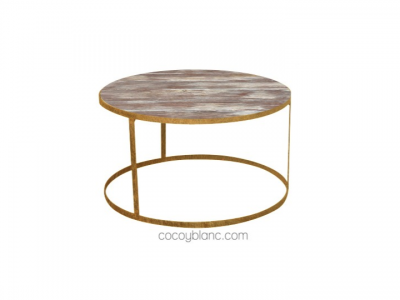 Mesas - Mesita Redonda Glare Oro/Nogal
