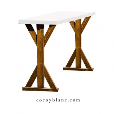 Mesas de Bar - Mesa Rectangular Alta Zizal Blanca/Maple